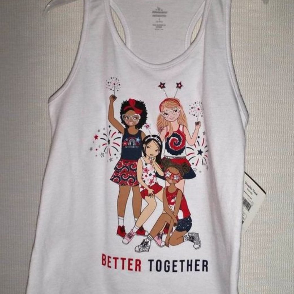 Celebrate Patriotic girls red "better together" tank top shirt size S(6) k-109